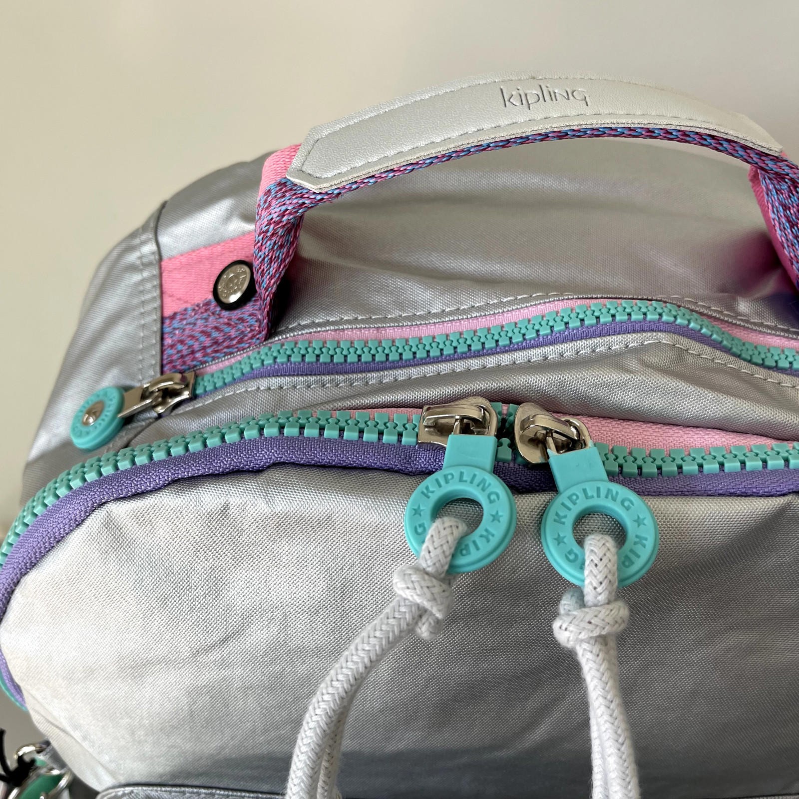 Kipling Seoul Up 17″ Laptop Extra Large Backpack in Metallic Silvery Fun NWT