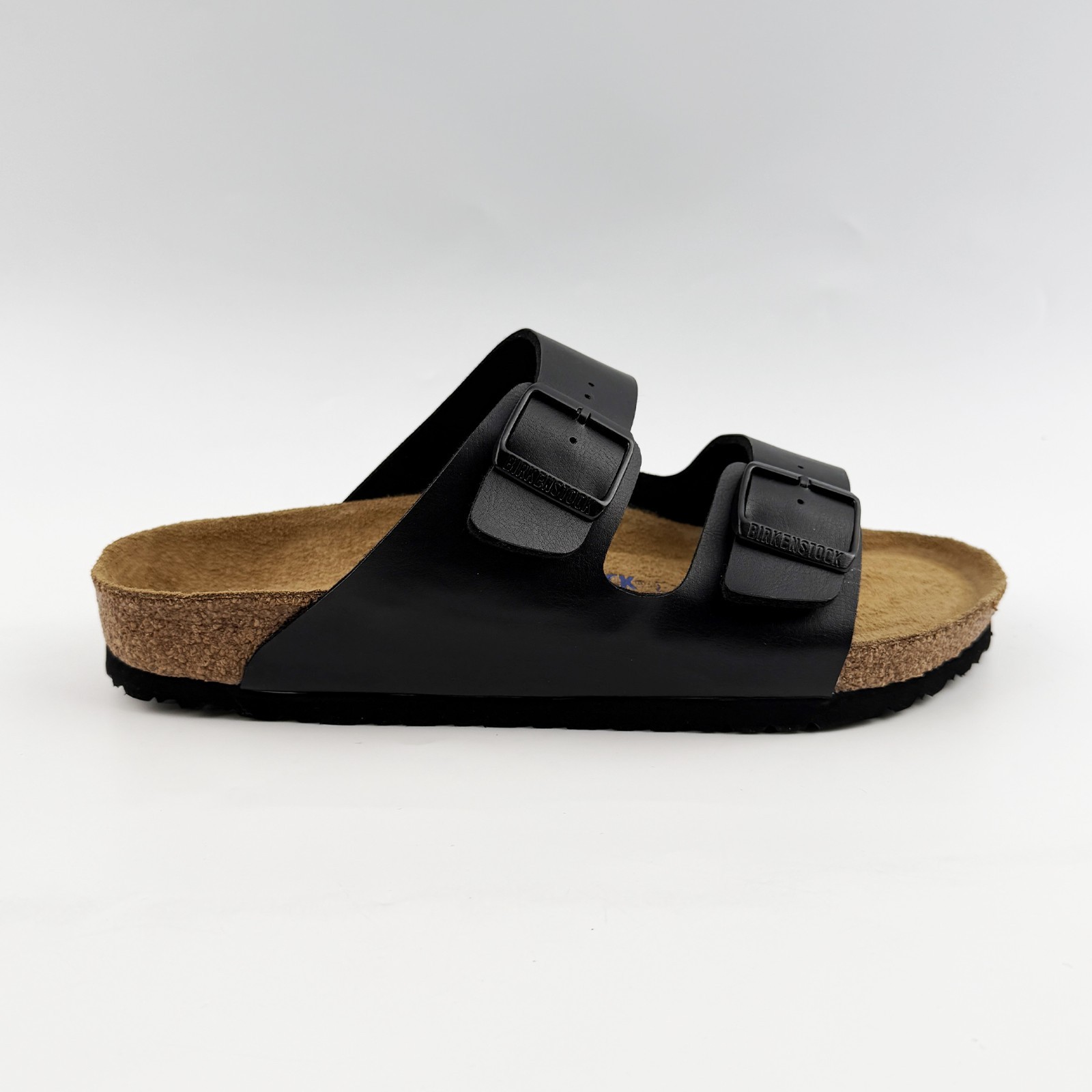 Birkenstock Arizona Black Soft Footbed Birko-Flor Leather Unisex Casual Sandals