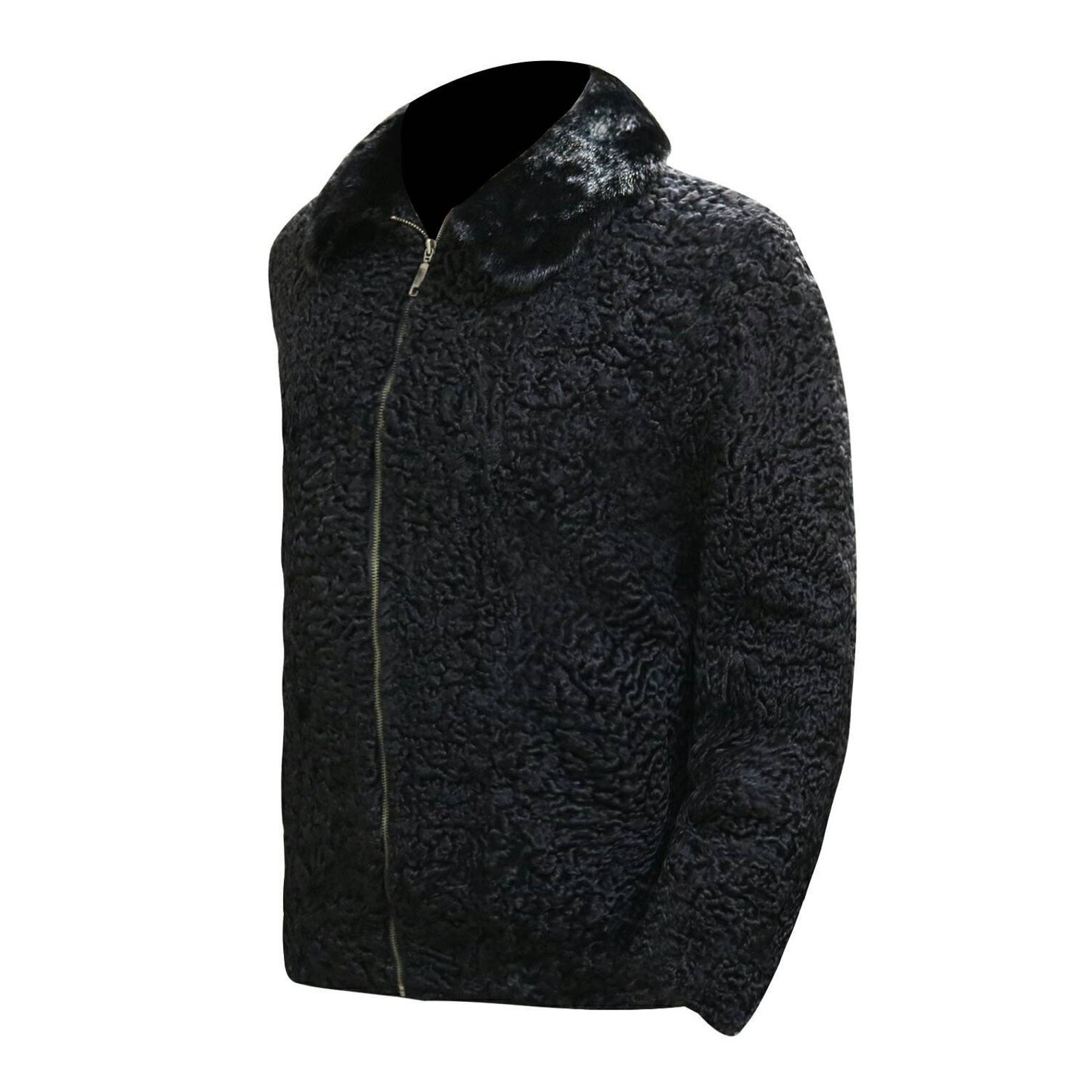 Man’s Real Persian Lamb Fur Bomber Jacket Coat Luxury Outerwear All size Presale