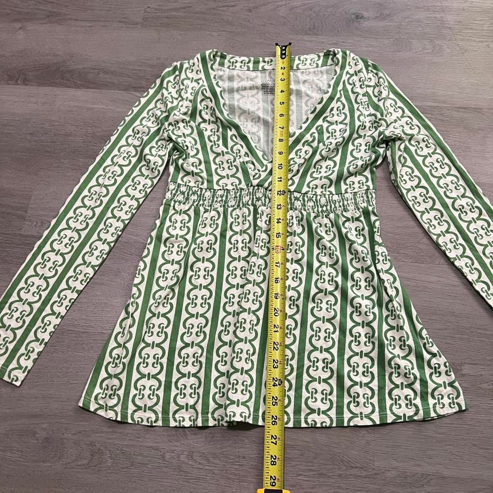 Merona green and white patterned, milkmaid milk maid peasant, peplum fitted
