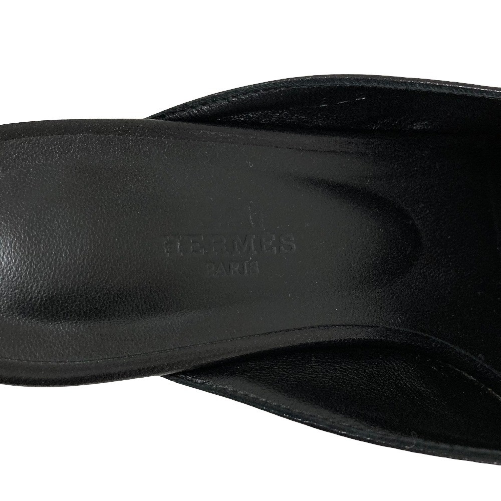 HERMES Oz Kelly Mule Sandals, Size 36 1/2 (Approx. 9.3 inches), Black Women USED