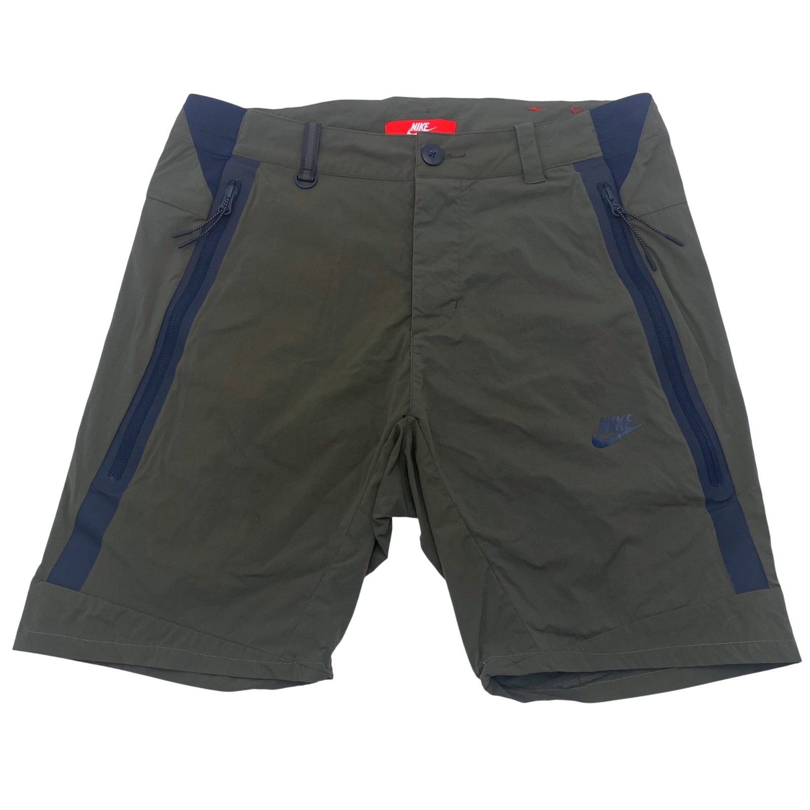 Nike Tech Pack Utility Shorts Mens 32 Olive Green Navy Blue Nylon Stretch 5895