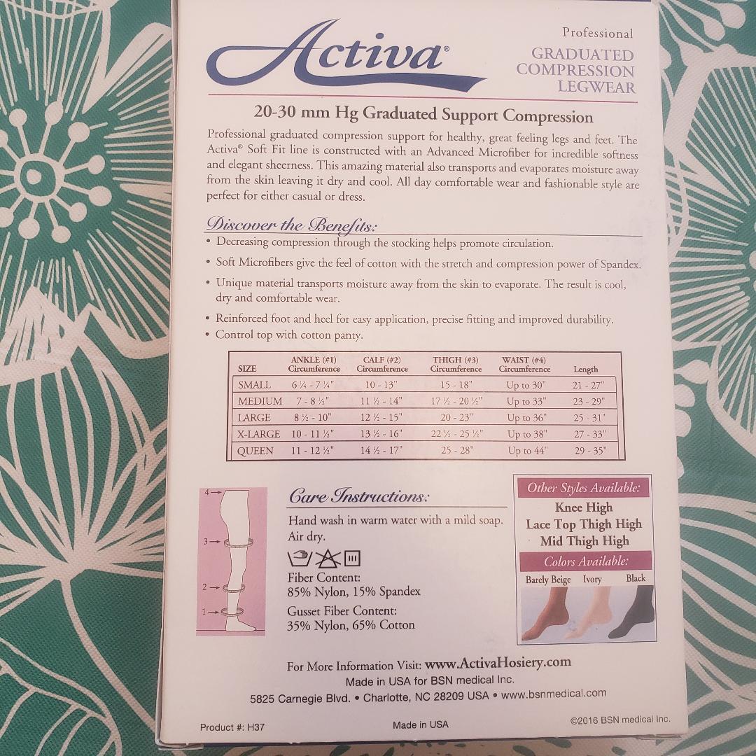 Activa Soft Fit 20-30 Compression Closed Toe Regular Panty Pick Size & Color