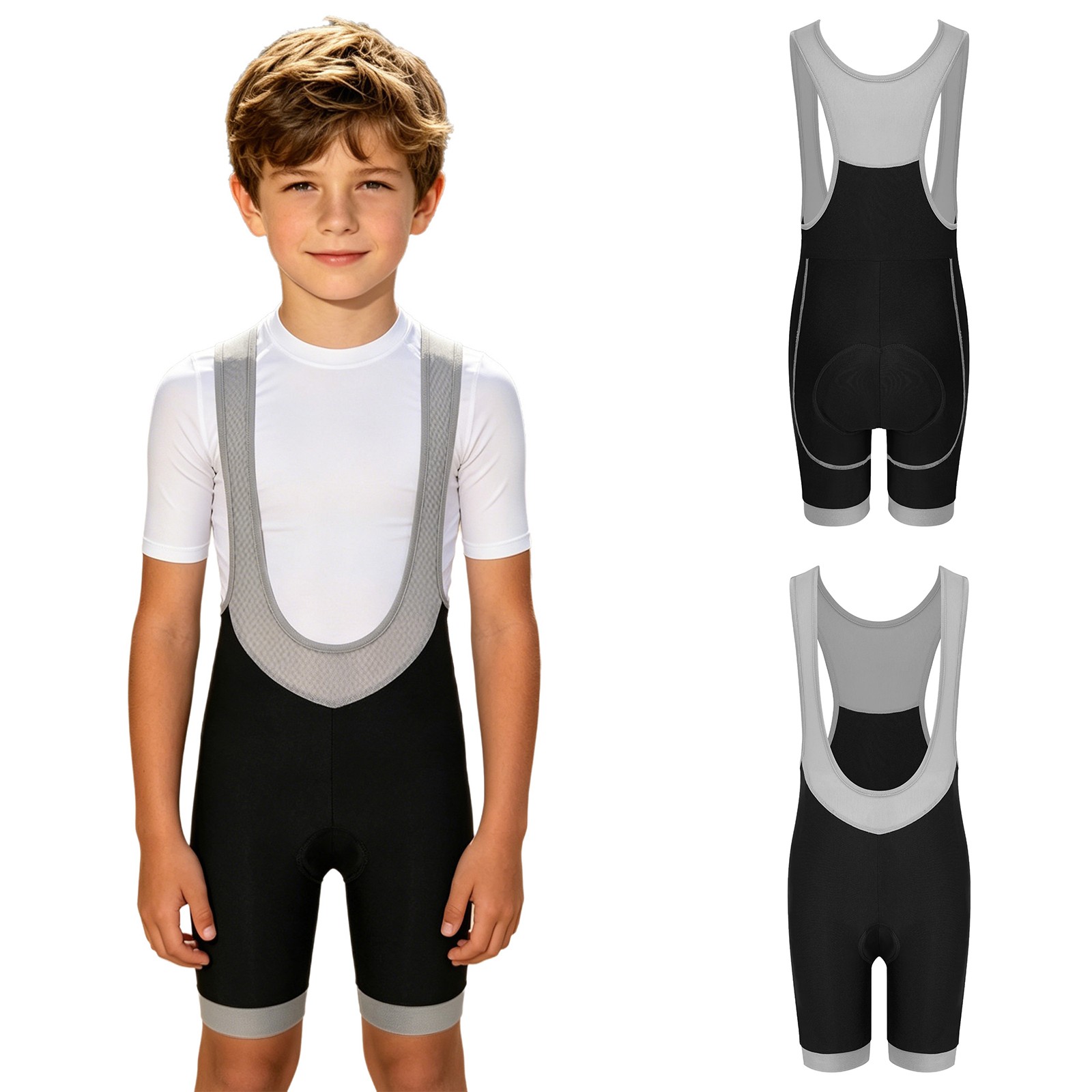 Kids Boys Girls Bodysuit Padded Jumpsuit Mountain Bike Leotard Deep U Neck Camp