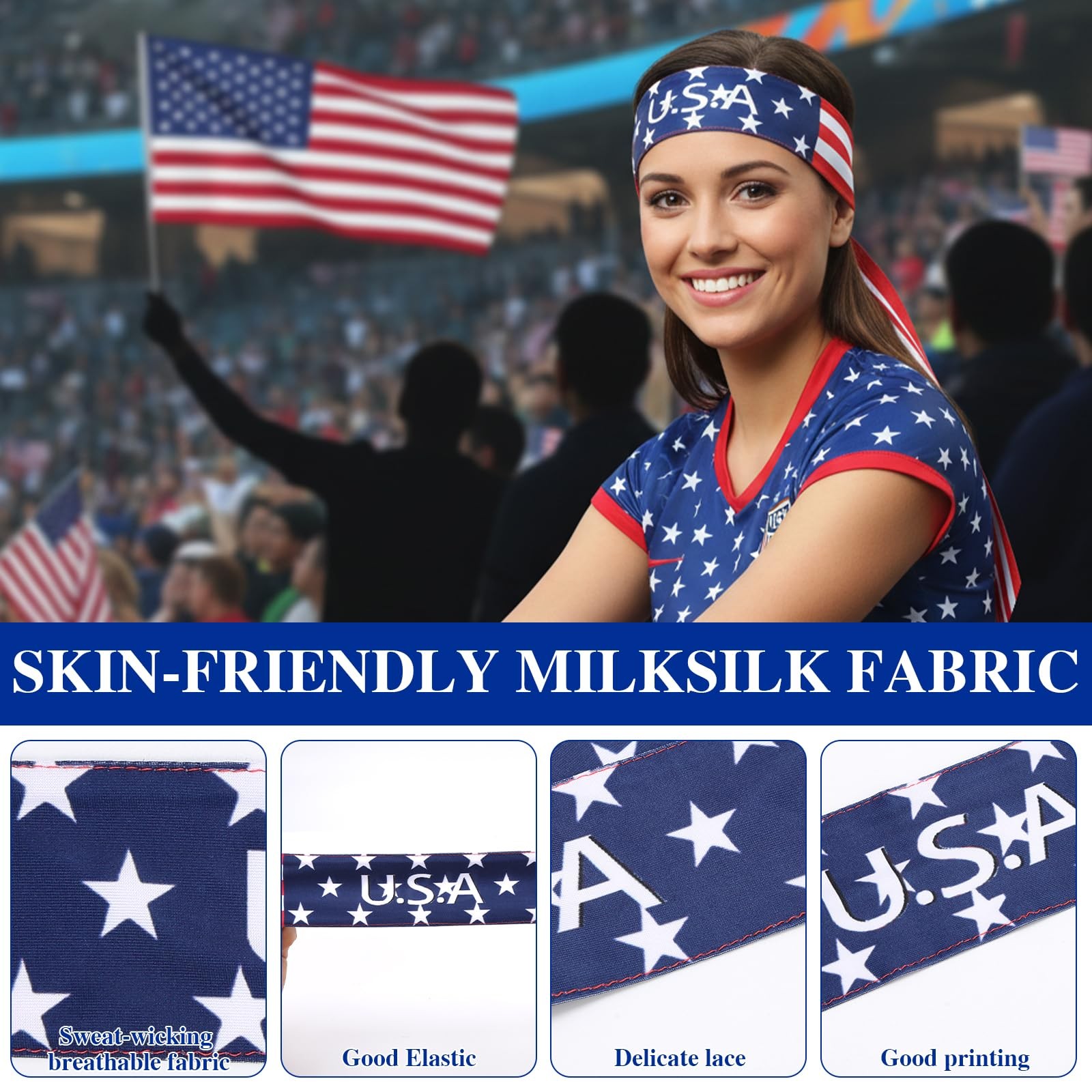 National Flags Non-Slip Sports Headband Sweatband for Men Women, Ideal for USA