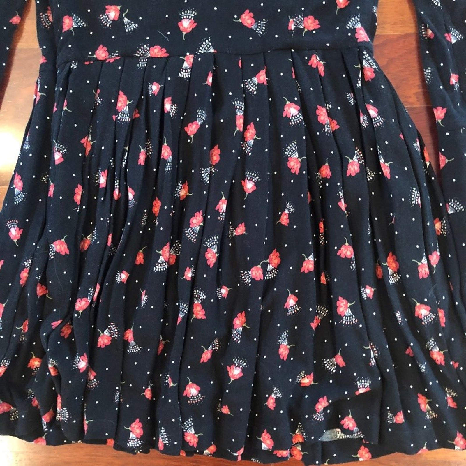 Free People Tegan Mini Dress Black Floral Red Cutout Long Sleeve 4