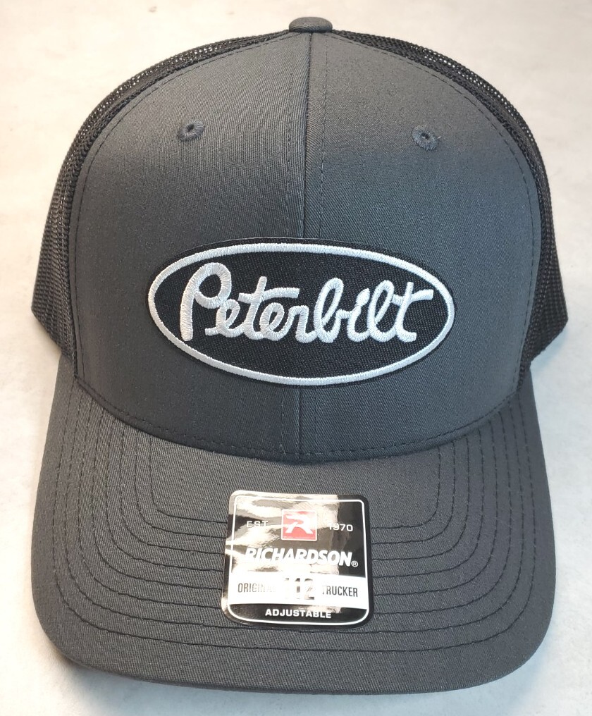 Peterbilt Black Patch on Richardson 112 Trucker Hat Snapback Charcoal/Black