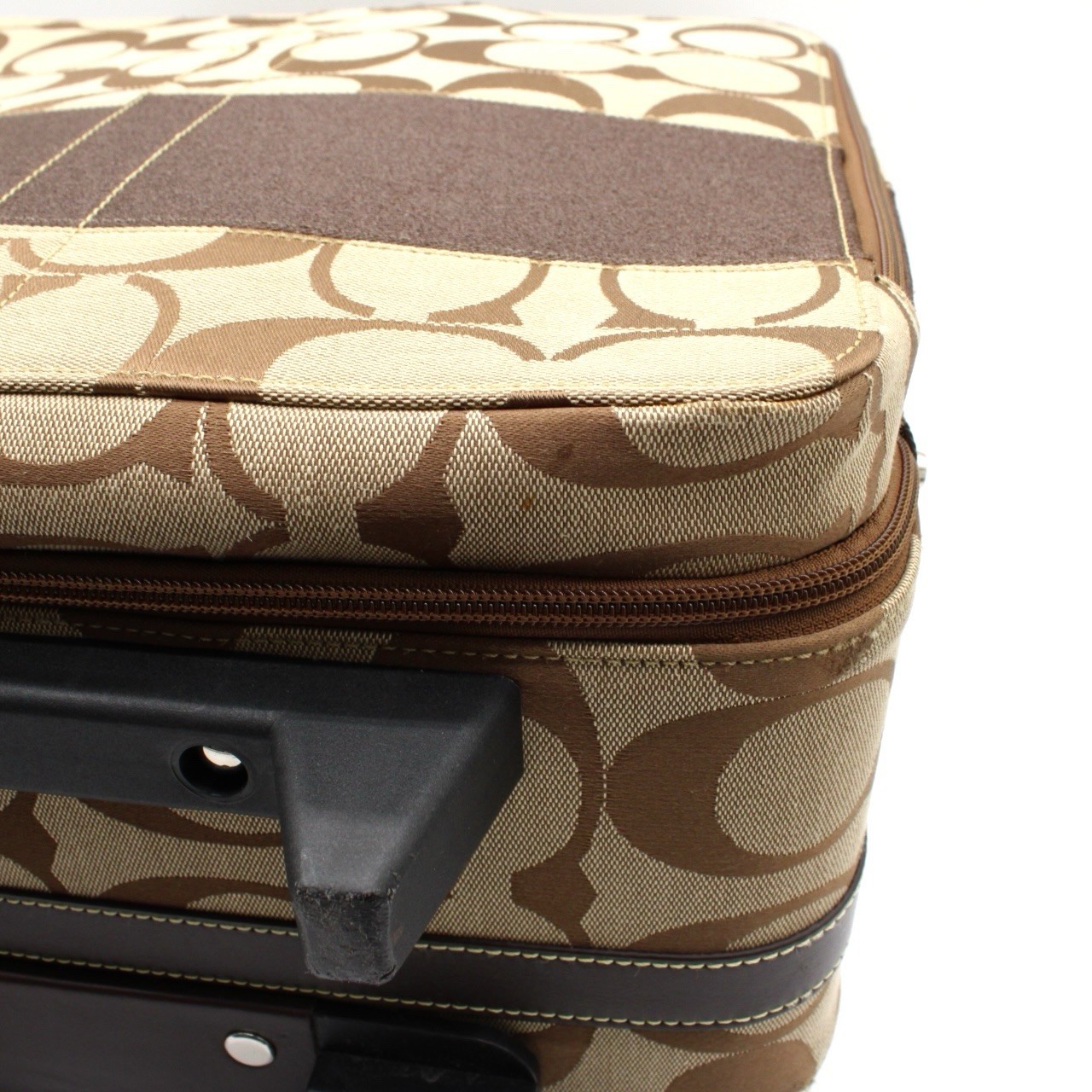 COACH F77180 Signature Canvas Leather Rolling Suitcase Carry On Luggage Brown
