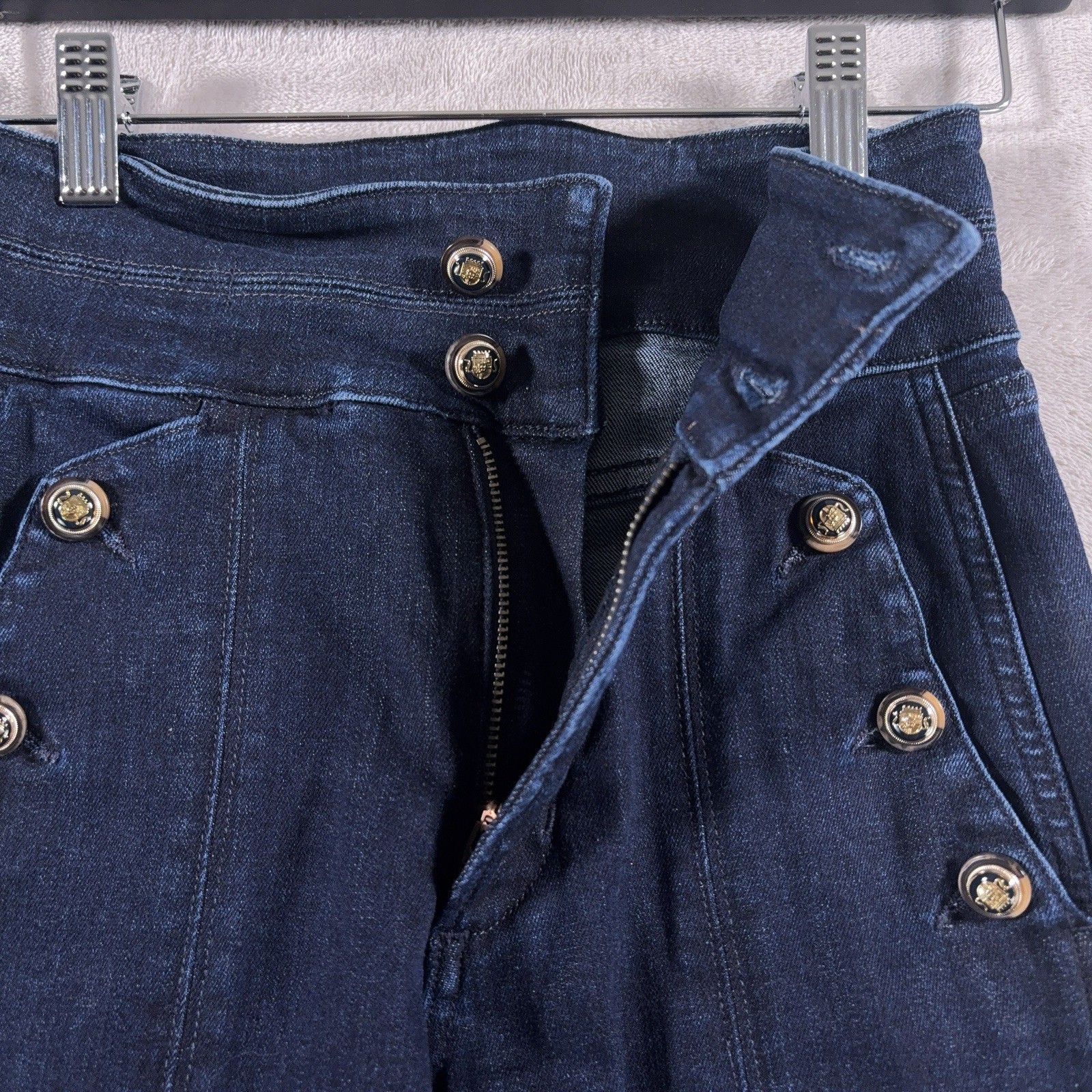 Veronica Beard Beverly Skinny Flare High Rise Jeans Womens 25×32 Blue Stretch