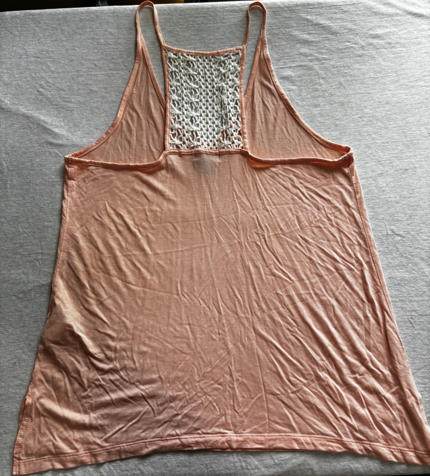 Old Navy Peach Pink Crochet Back Boho Racerback Tank Top Size L