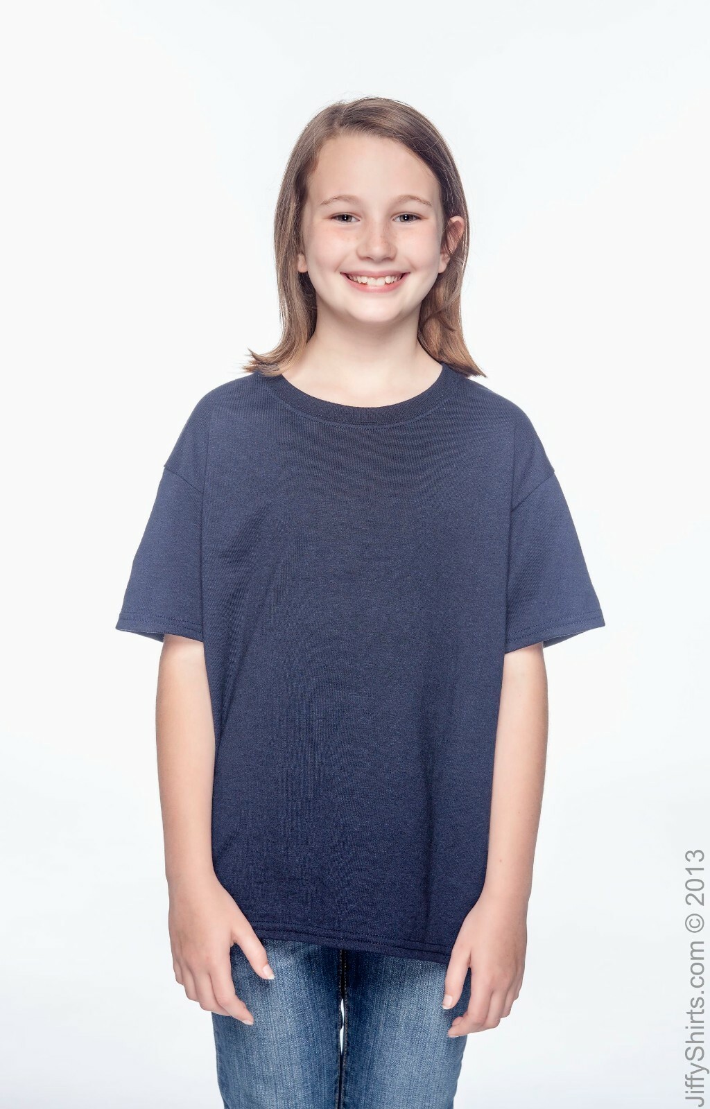 G800B Gildan YOUTH dry Blend 5.6 Oz 50/50 Blend NAVY Plain T/Shirt