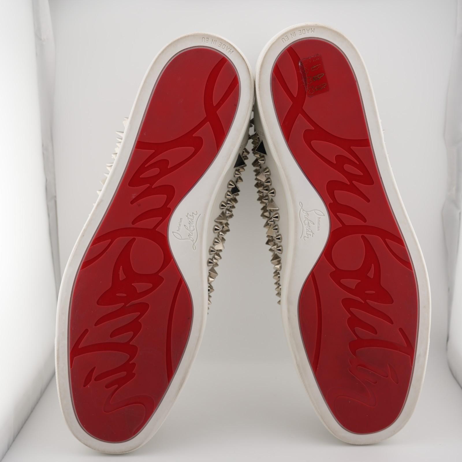 Christian Louboutin Louis Pik Pik High Top Flat Calf White Leather EU 45.5