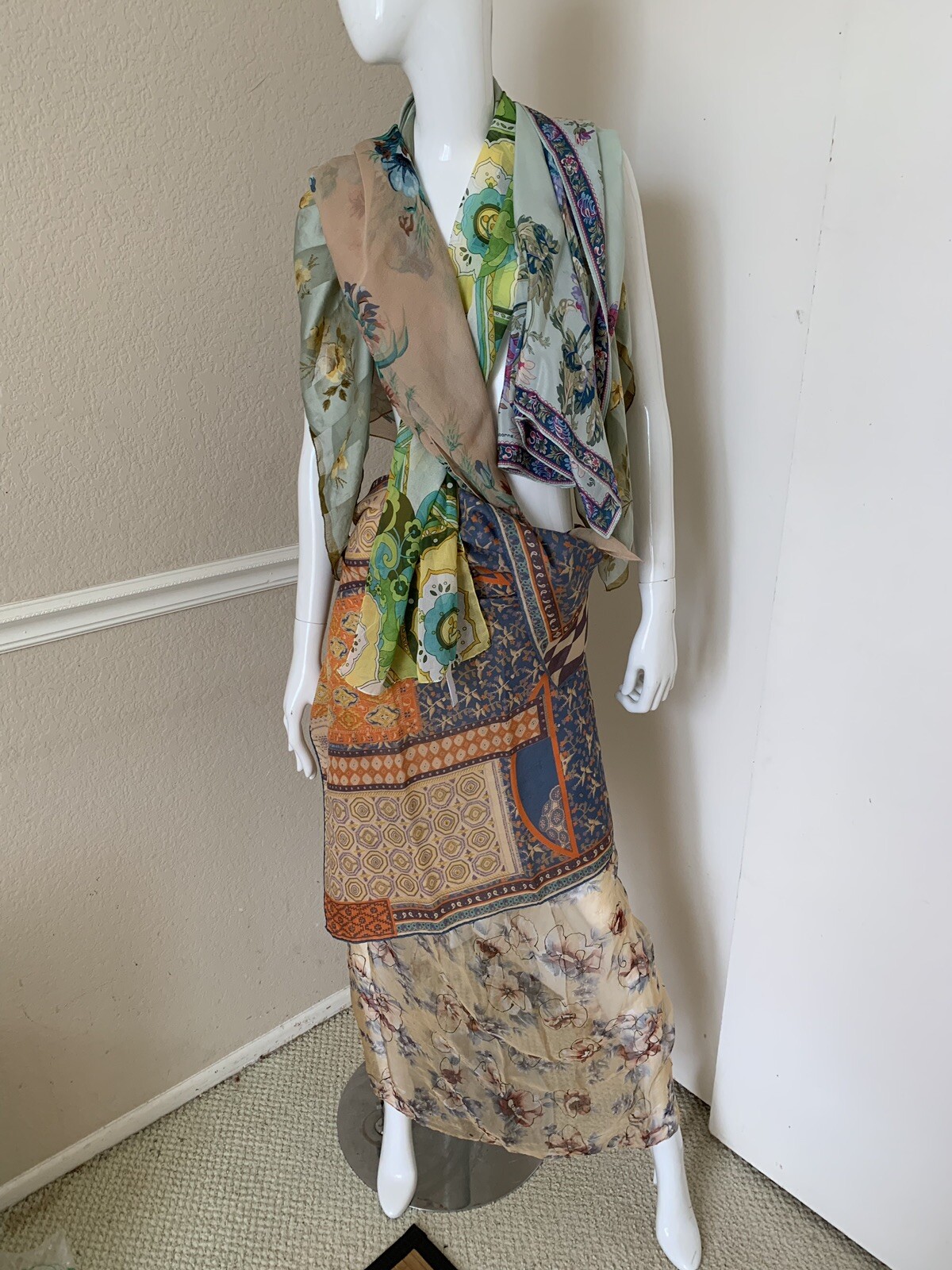 Set of 6 (Six) Multi-Colored Multi-Patterned Silk/Rayon Scarves