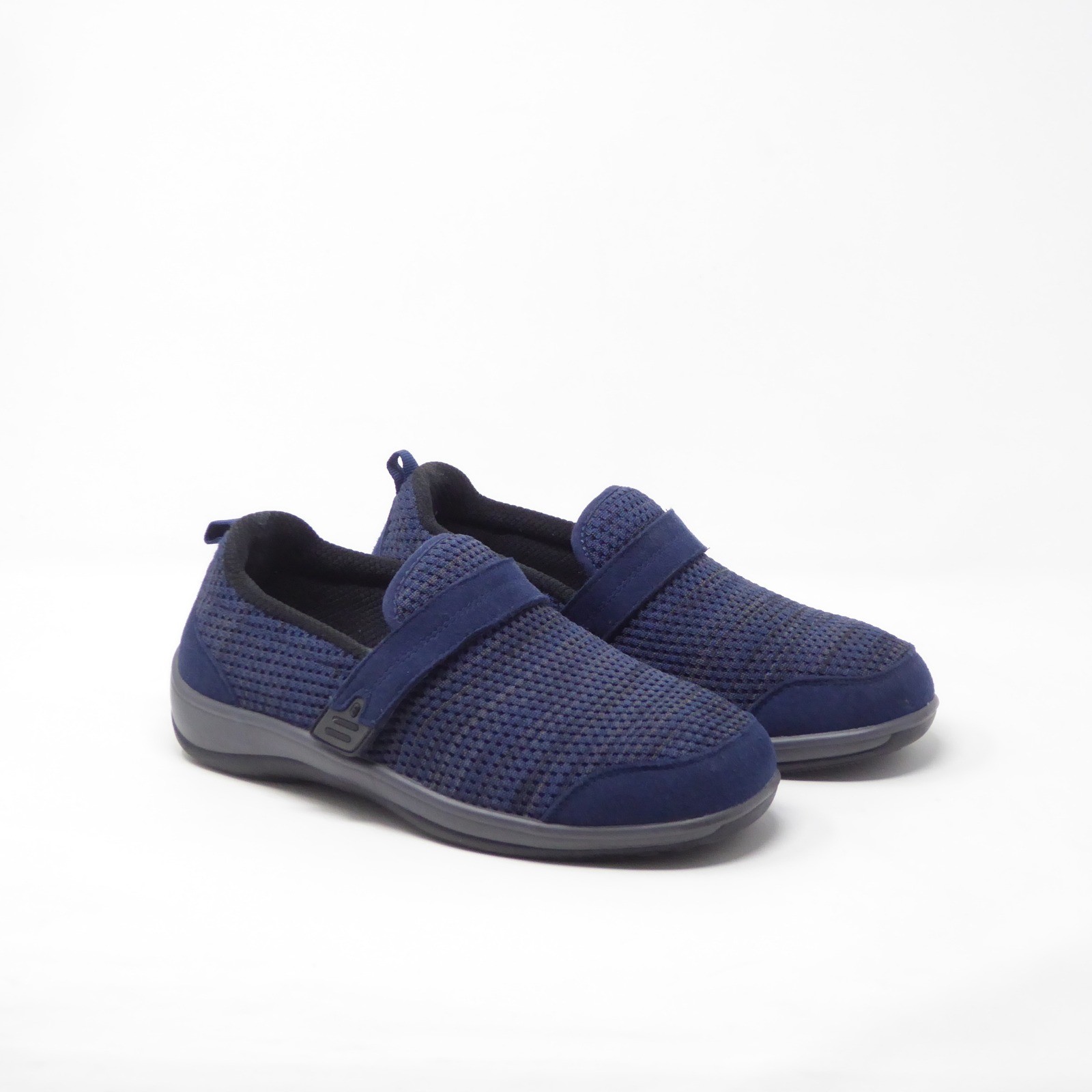 Orthofeet Quincy Women Walking Shoes Blue Mesh Hook Loop Strap 7.5 2E X-Wide