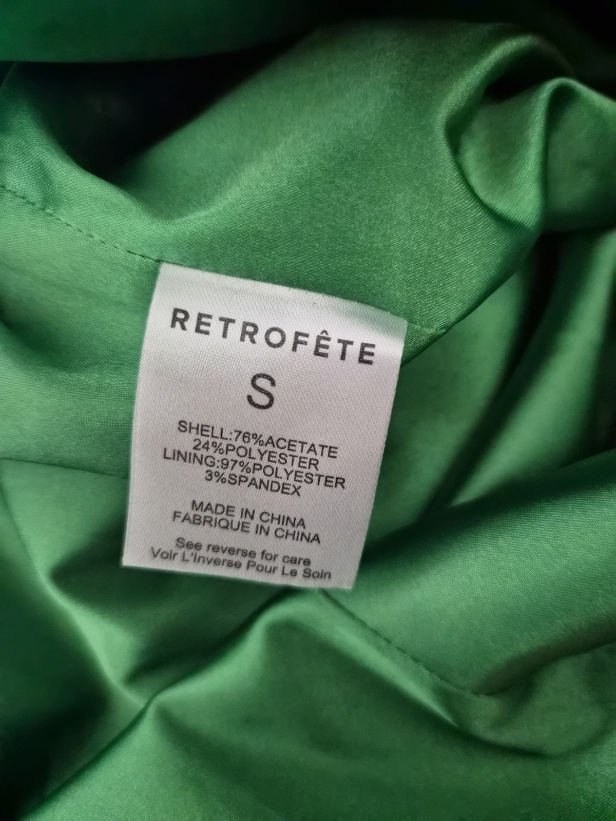 Retrofete Easton Chain Strap Mini Dress Green Satin Size Small NEW Flawed