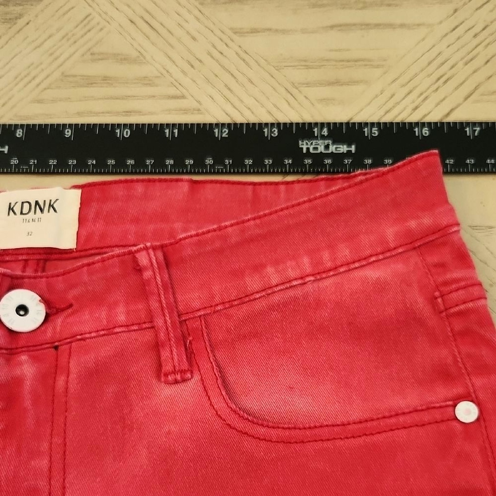 KDNK Comfort Stretch Distressed Skinny Jeans w/ Zippered Ankles Red Size 32