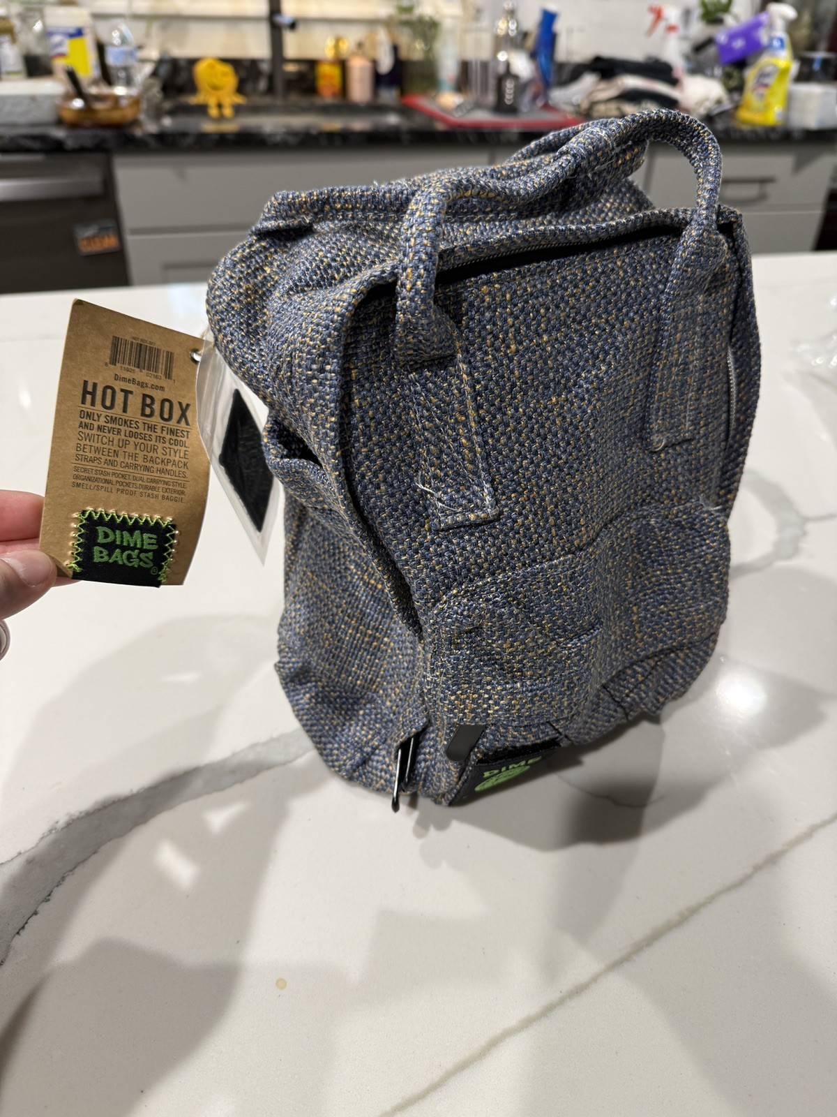 DIME BAGS Hot Box Mini Backpack NEW W Tags and packaging – Sky blue/gold Hotbox