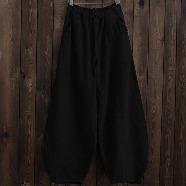 New selling women’s cotton linen Bohemian elastic pants loose Harem plus size