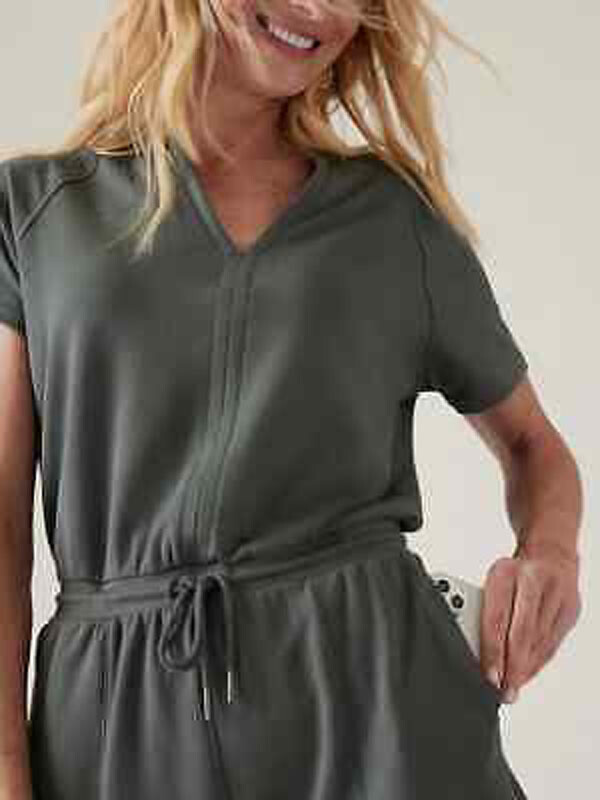 NEW Women Athleta Balance Romper Soft Tencel Bali Green