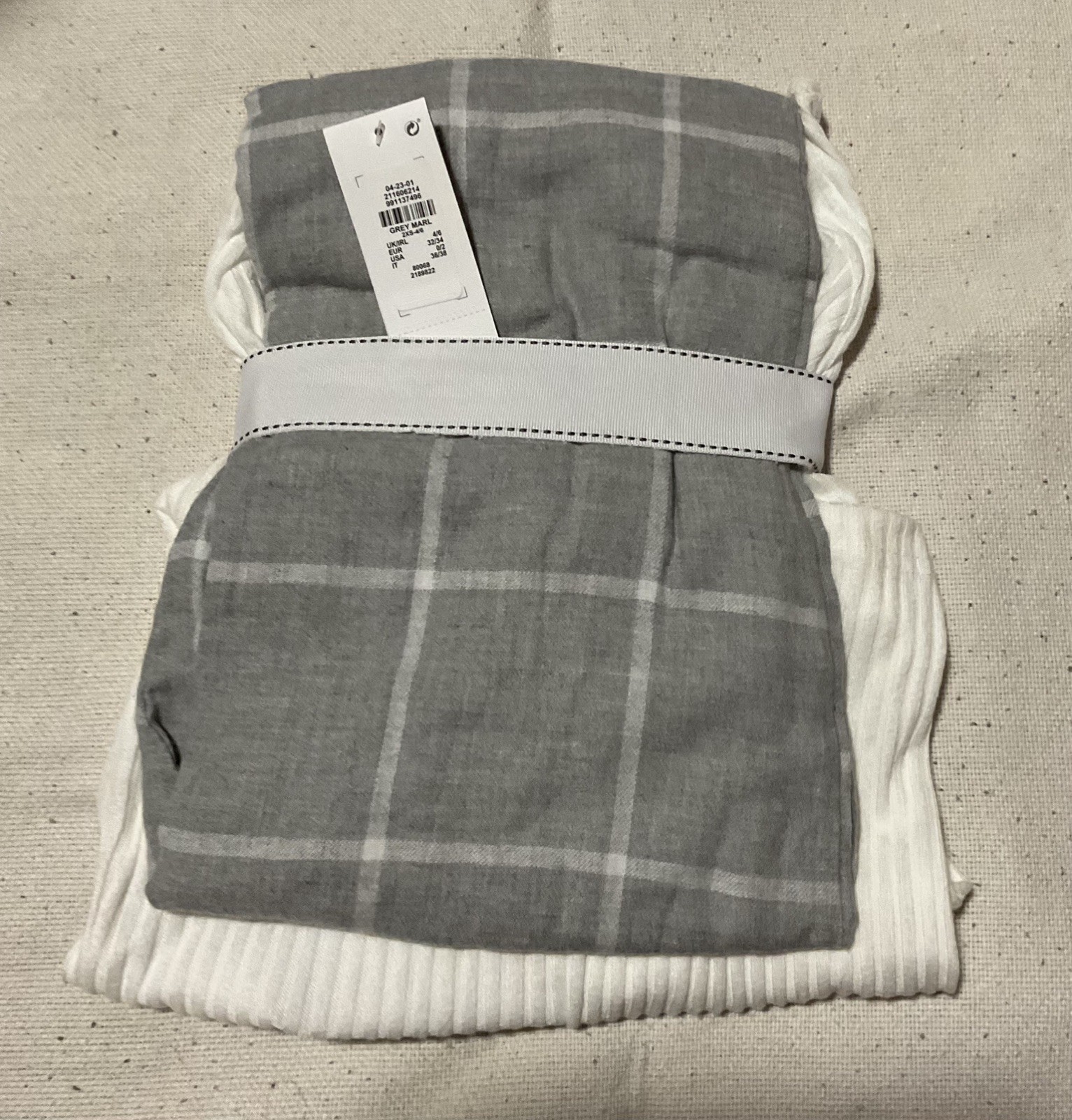 Primark Grey and White check pyjamas Size 2xs