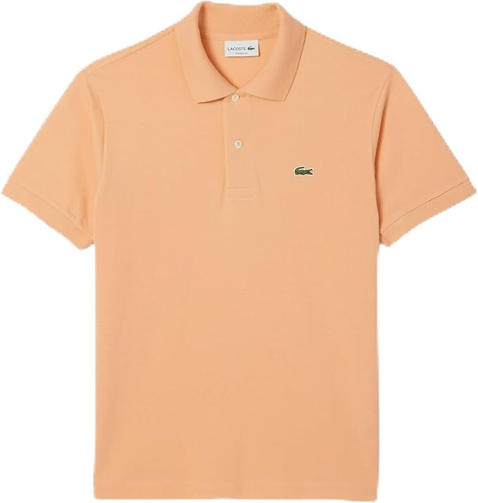 ✅ Men’s Cina Lacoste Original Short Sleeved Ribbed Collar Shirt Light Orange ✅