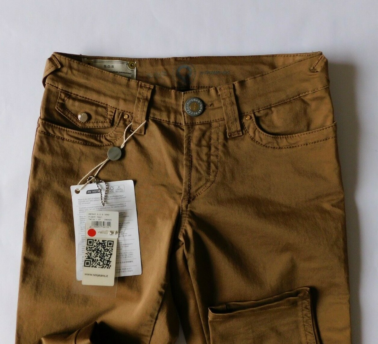 SOS BY ORZA STUDIO LOW RISE JEANS SIZE 27, in bronze