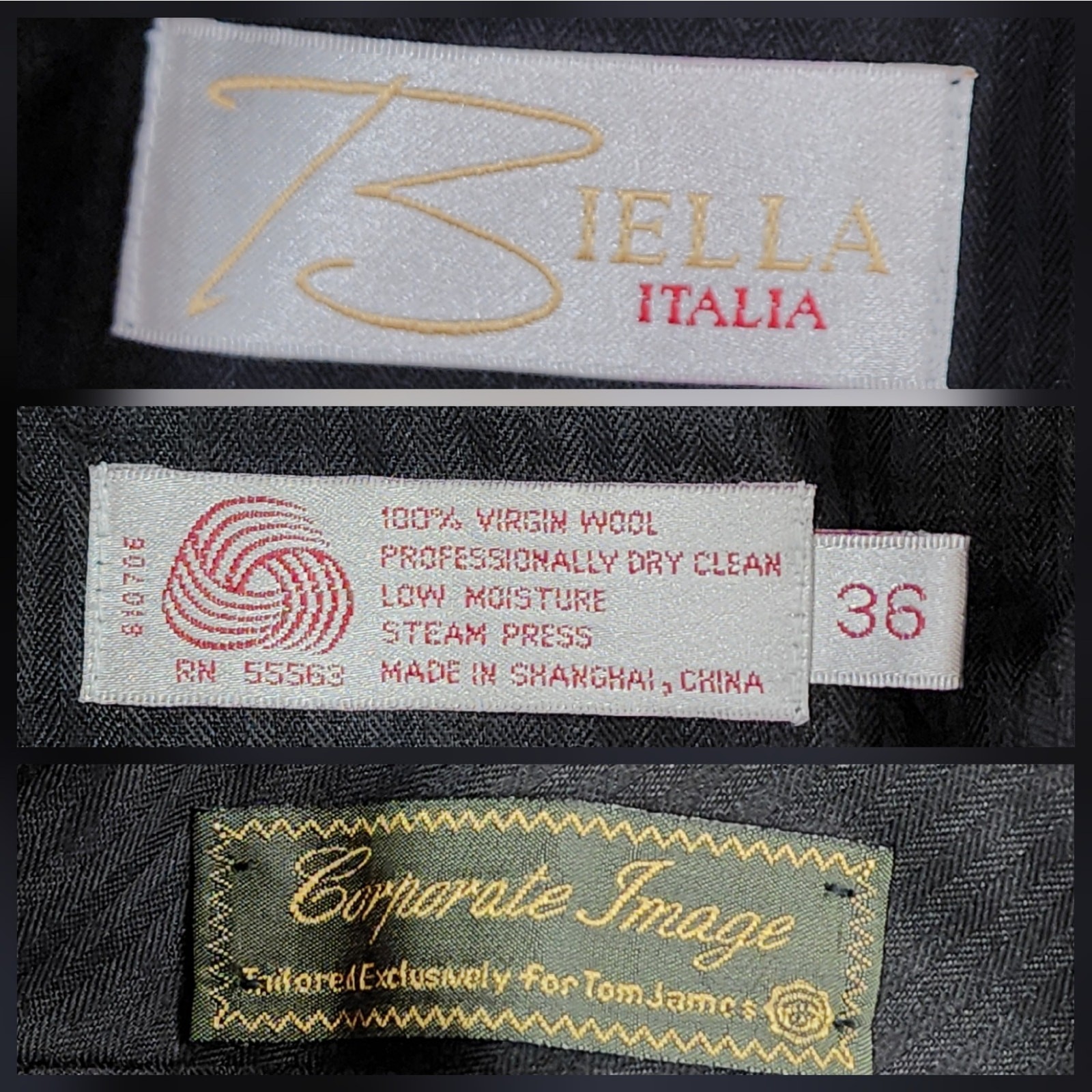 Biella Italia Corporate Image Dress Pant 36 Men Gray Pleats Cuff 36×27 Tom James