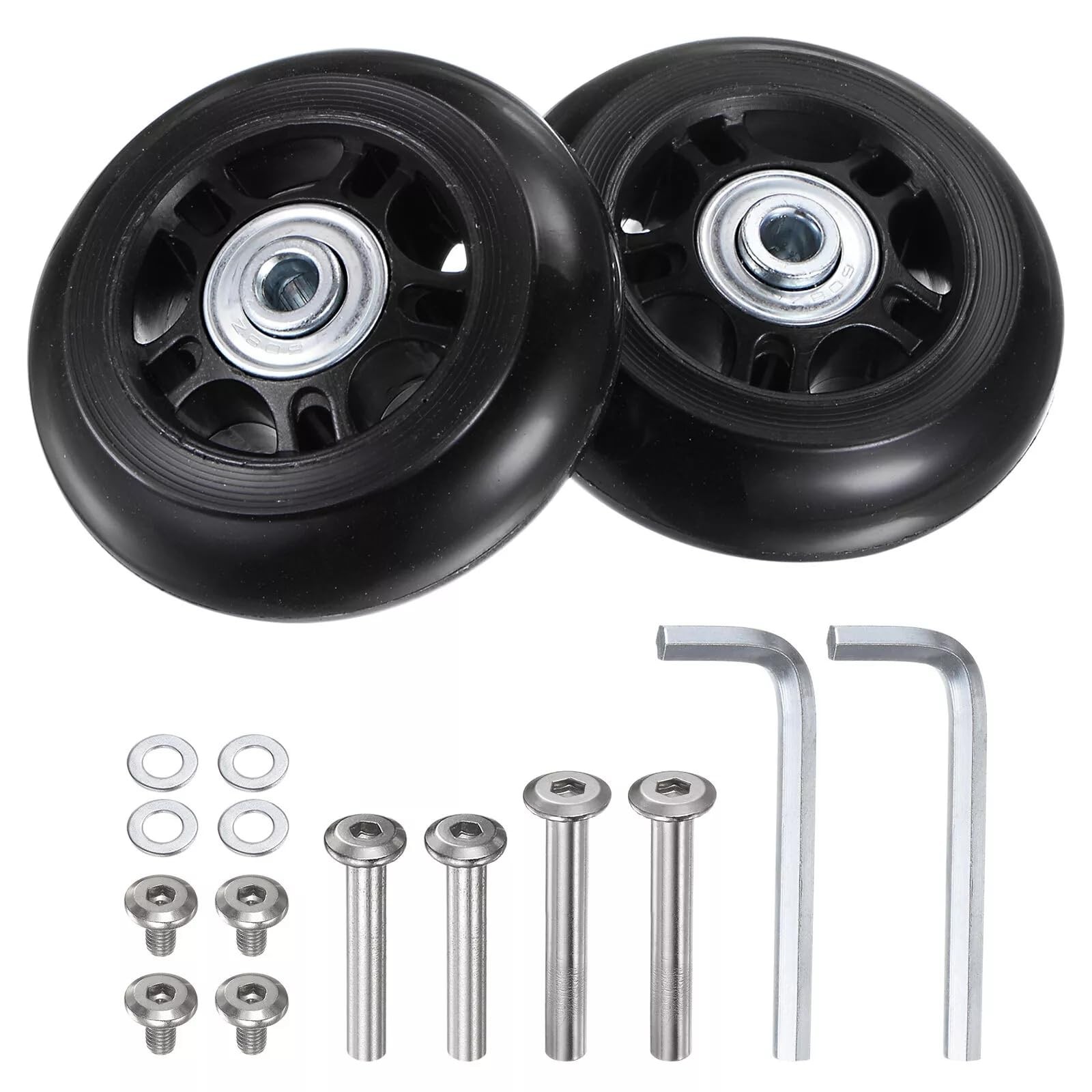 1 Set Black 80 x 24mm Luggage Wheels Replacement, Rubber Suitcase Wheels Repl