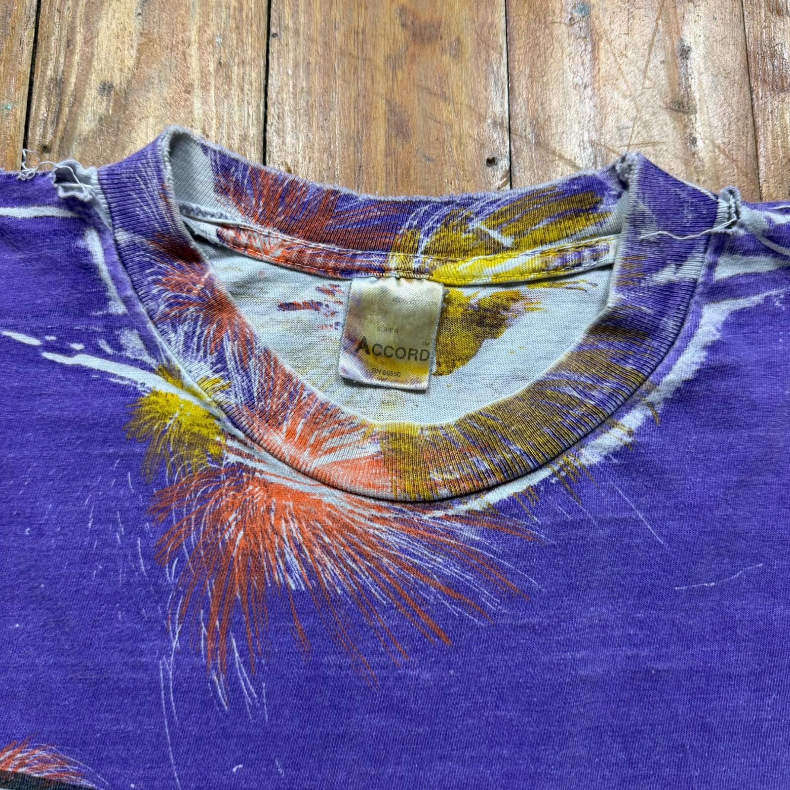Vintage Burbank California All Over Print Shirt Mens Size XL Purple 90s