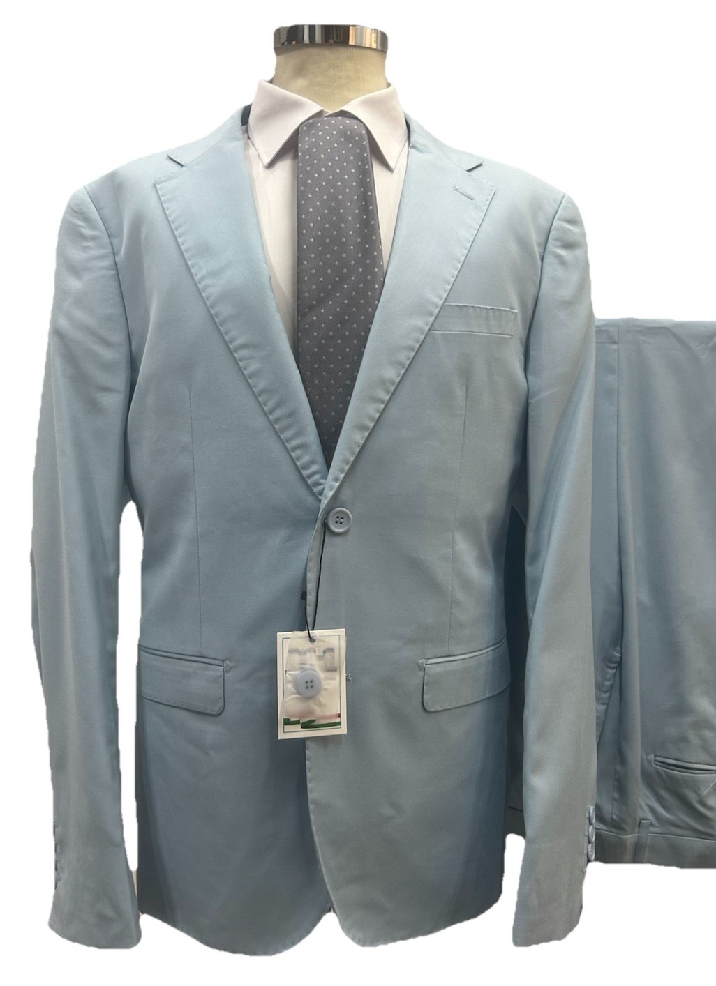 Men’s Light Blue Slim Fit Dress Made In Italy Summer 46 48 50 52 54 58
