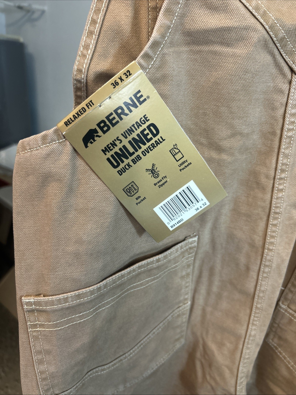 Berne Mens Vintage Washed Brown Duck 100% Cotton Bib Overall