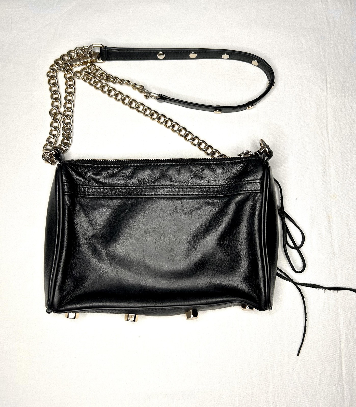 Rebecca Minkoff Purse Mini MAC Crossbody Clutch Bag Black Leather Chain Strap
