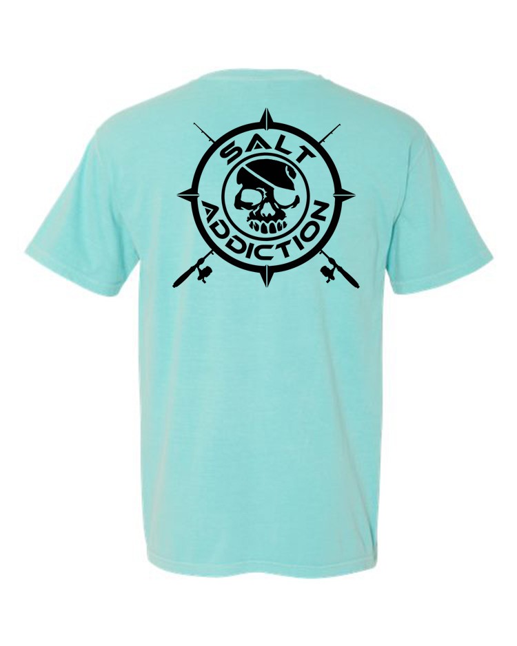 Salt Addiction Nautical compass Logo Fishing Short Sleeve T Shirt Ocean