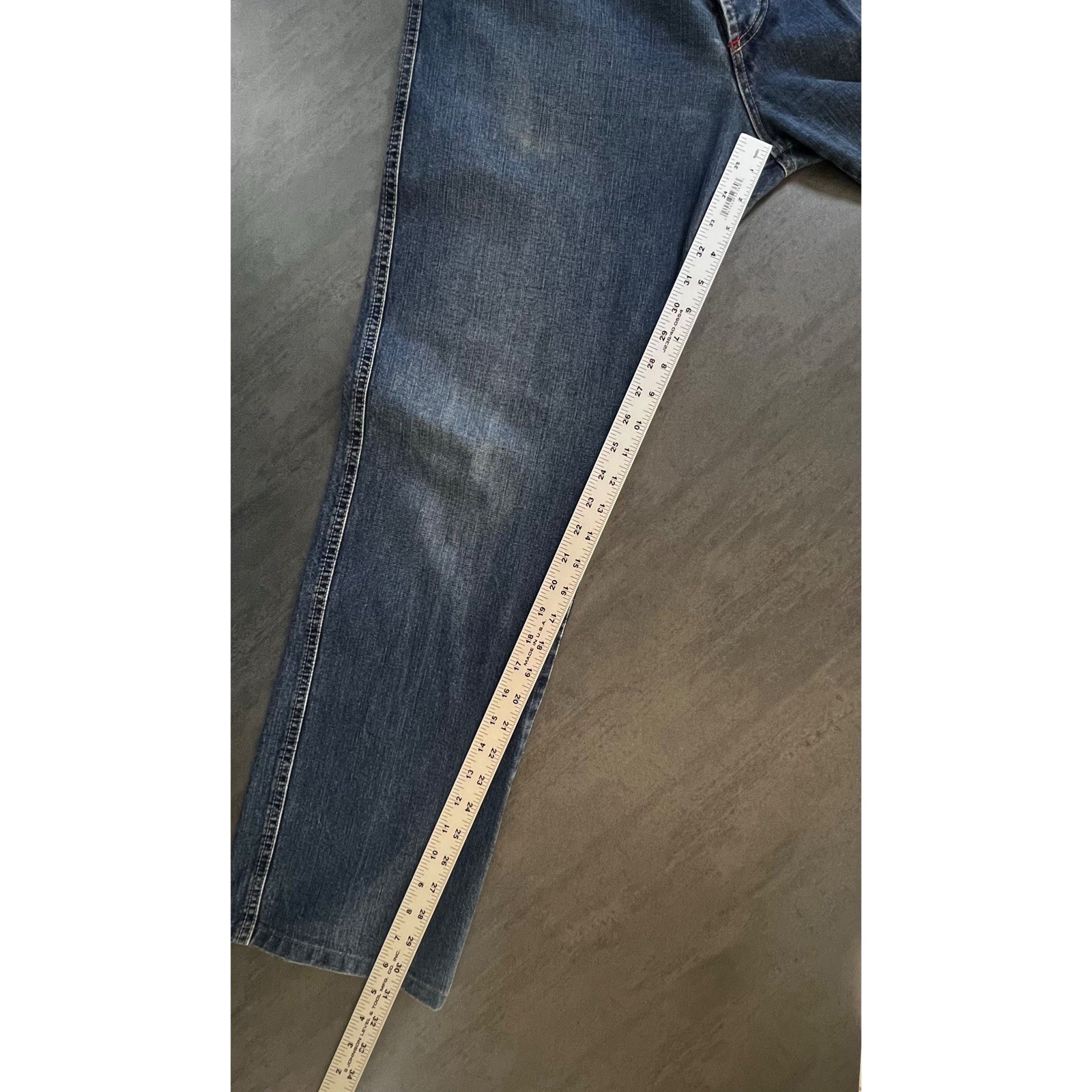 VTG Ferrari Button Fly Blue Denim Jeans Leather Logo Italian Men’s 33×30.5 IT 50