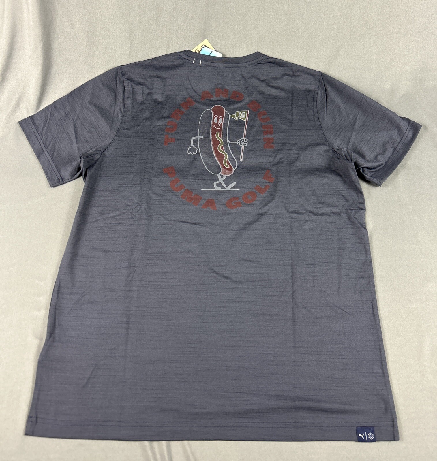 Puma Golf Shirt T-Shirt Cloudspun Turn & Burn Print Medium Blue NWT MSRP $45