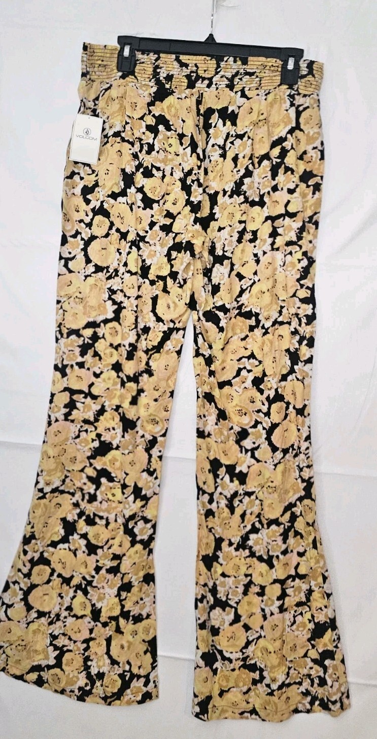 Volcom Flare Pants Women’s Large Yellow Black From The Block New