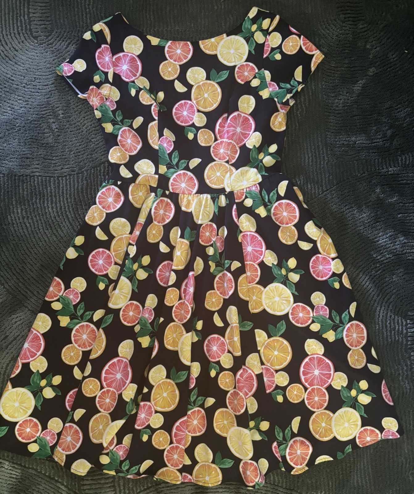 Eva Rose 50s Style Citrus Fruit Fit & Flare Dress Rockabilly Lindy Hop Size M