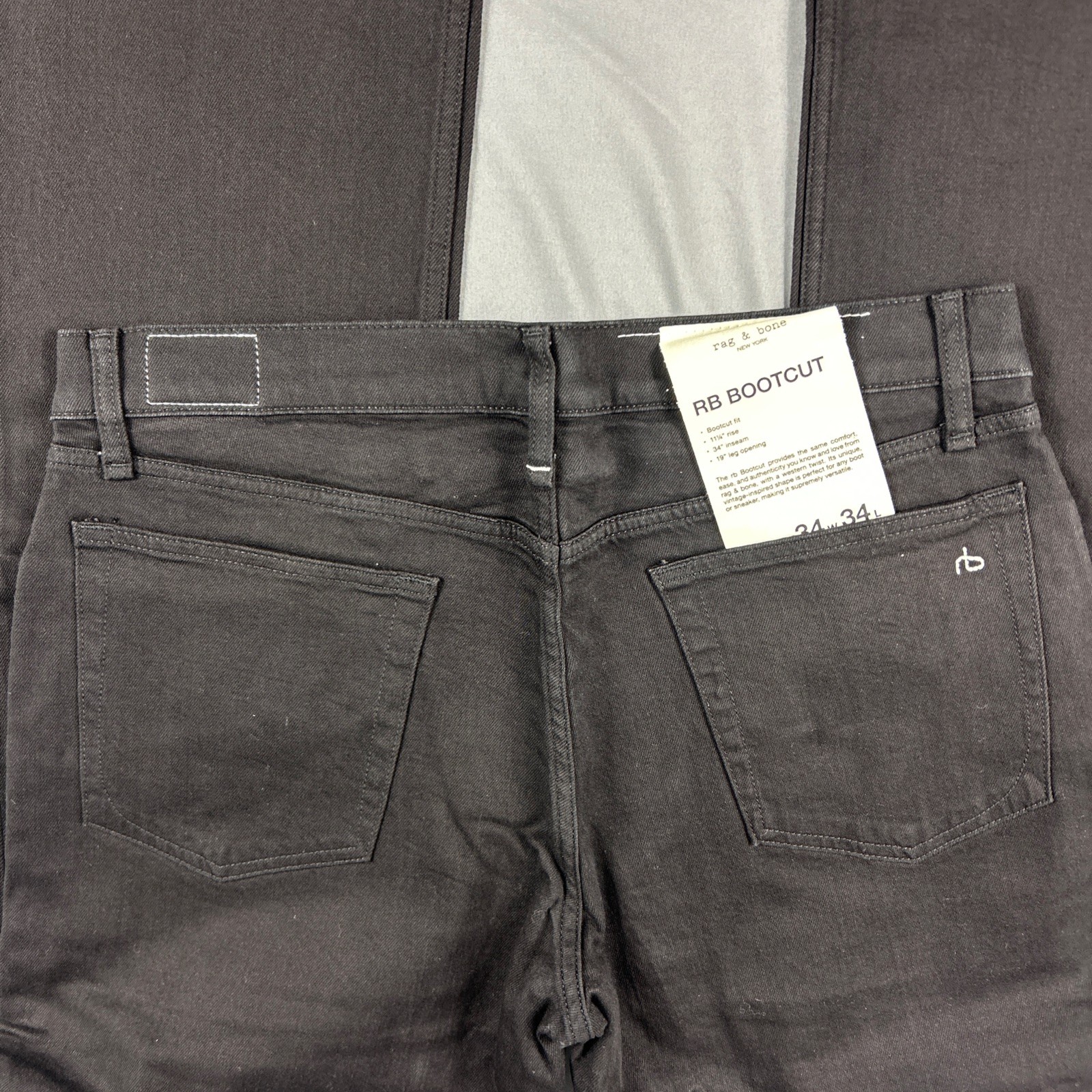 Rag & Bone Jeans Bootcut 34 x 34 Black Cotton Spandex NWT MSRP $198