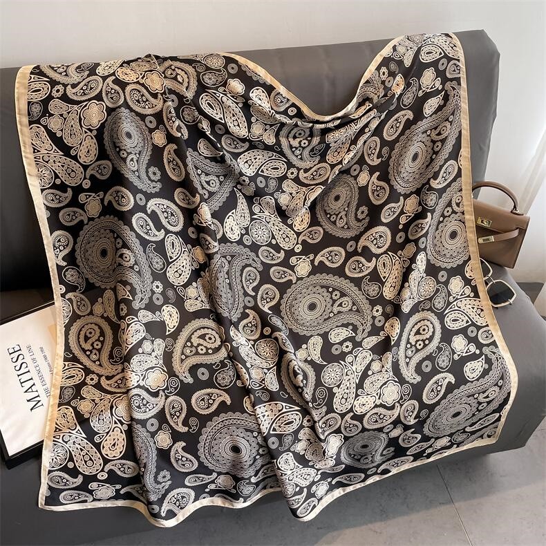 Elegant Silk Scarf (43x43in) Lightweight Versatile Large Size Scarves Wraps