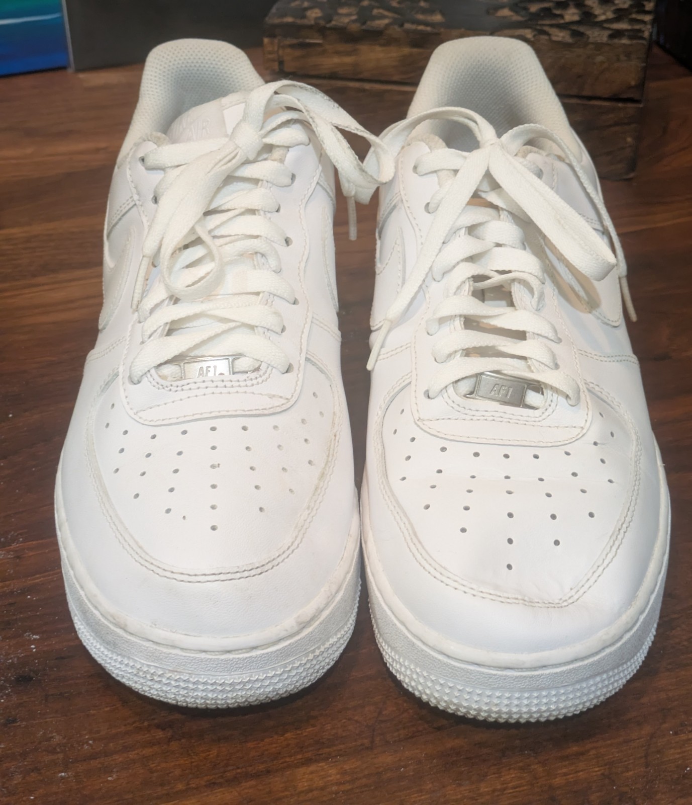 Nike Air Force 1 White Men’s Low Top Leather Athletic Sneakers