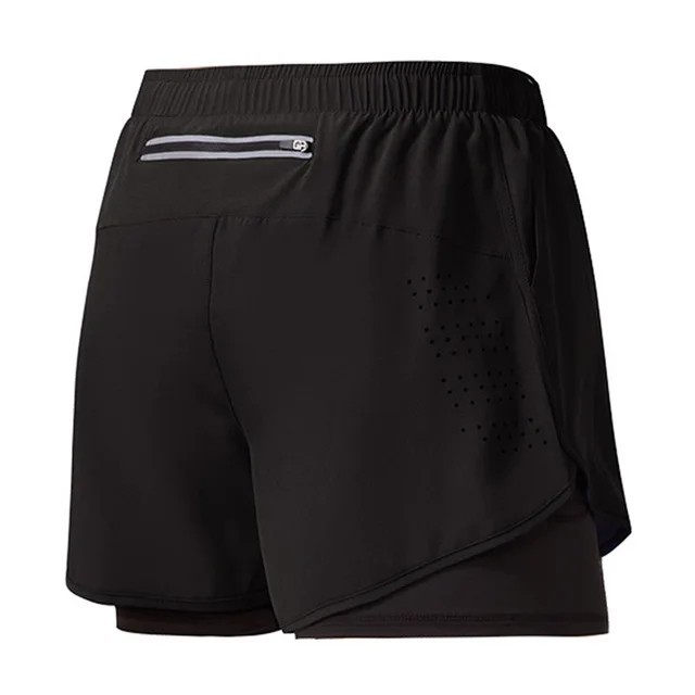 Men’s Fast Dry Running Shorts Double Layer Comfort Zip Pockets Gym Fitness Gift