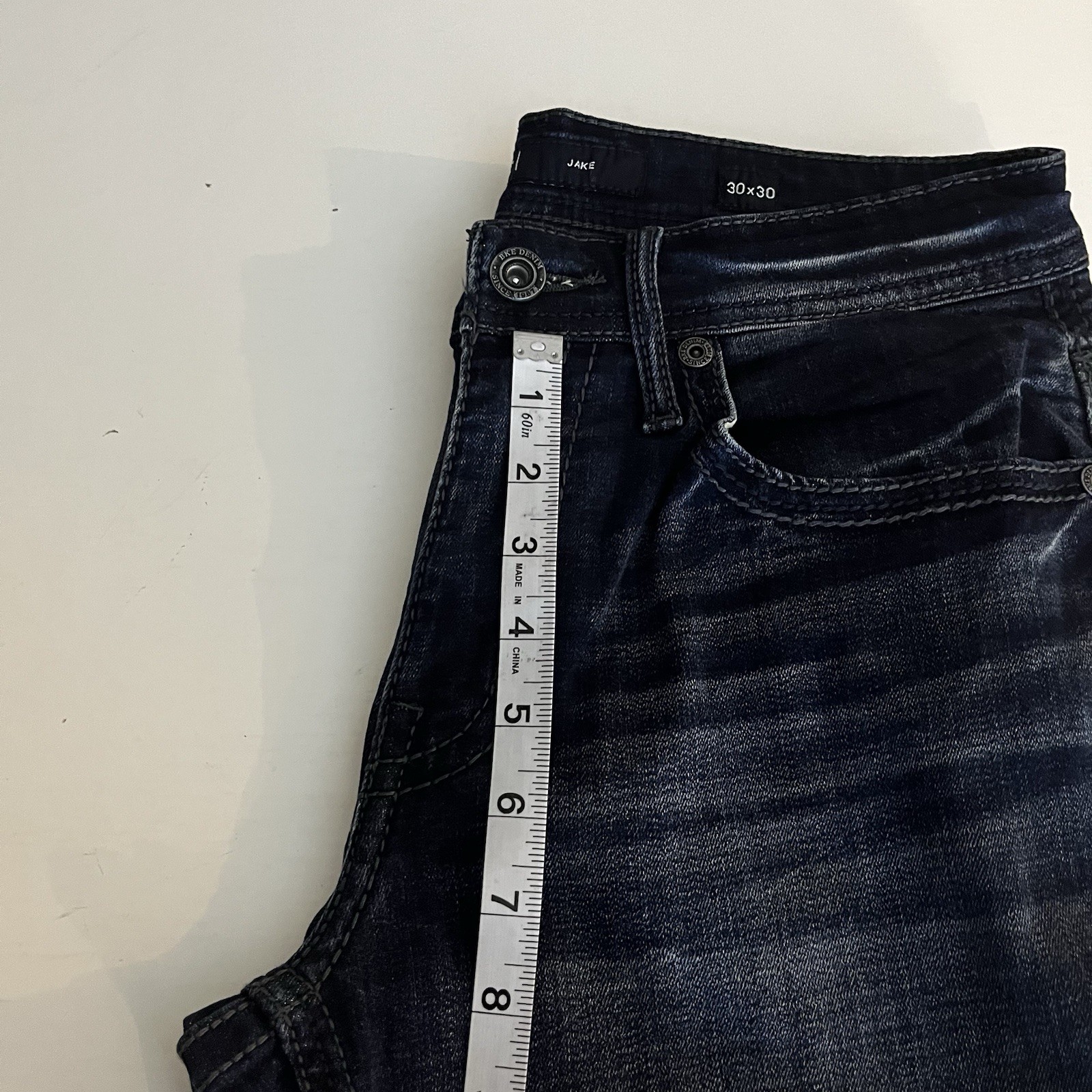 BKE Buckle Mens 30×30 Blue Jake Denim Jeans Pants Faded Stretch Whisker Marble