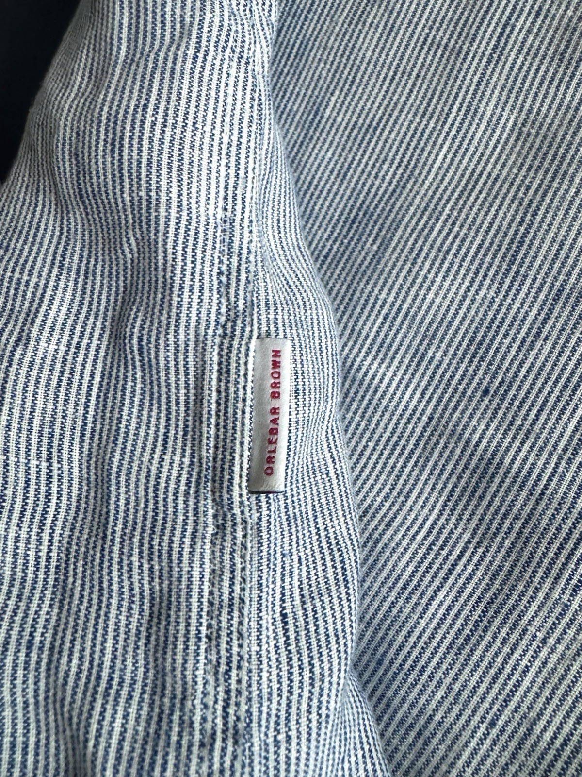 Orlebar Brown size XL long sleeve linen top polo blue stripes Portugal