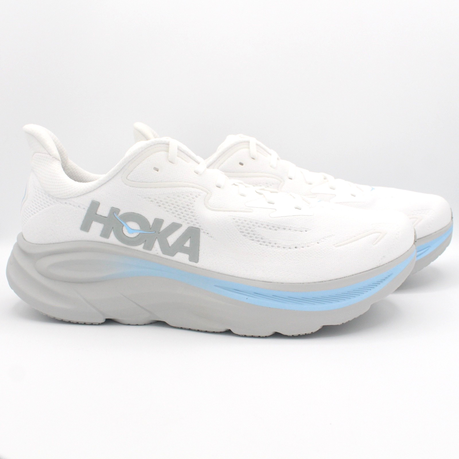 HOKA Clifton 10 White Glacier Blue Men’s Size 14D Running Shoes 1162030/WTGL