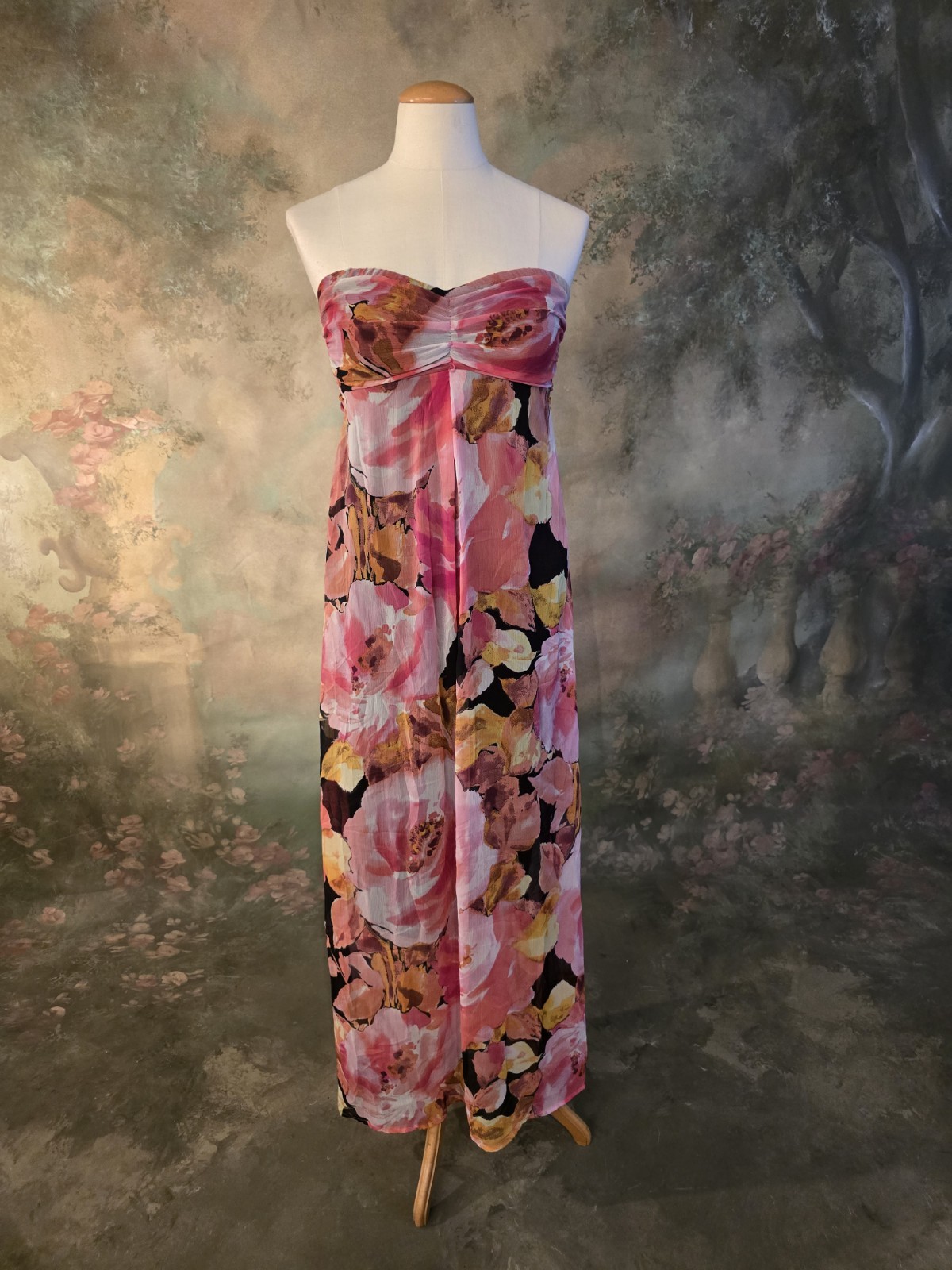 Xhilaration Strapless Floral Maxi Dress Sweetheart Neckline S