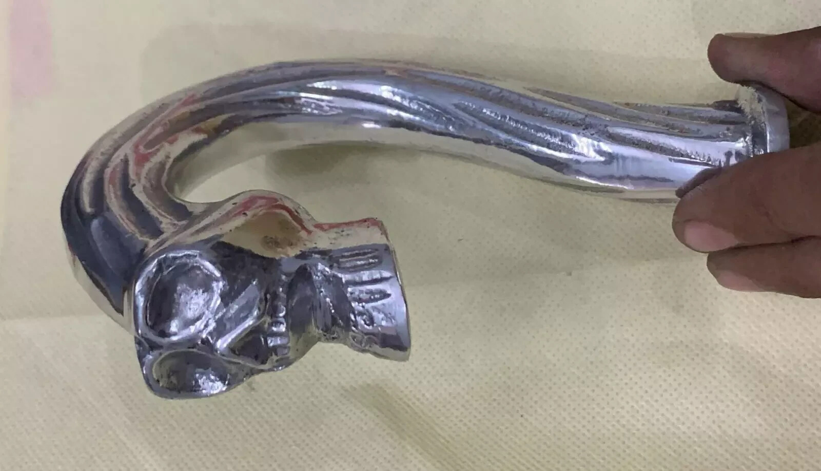 Designer Silver Brass Skull Head Handle For Walking Stick Cane Gift