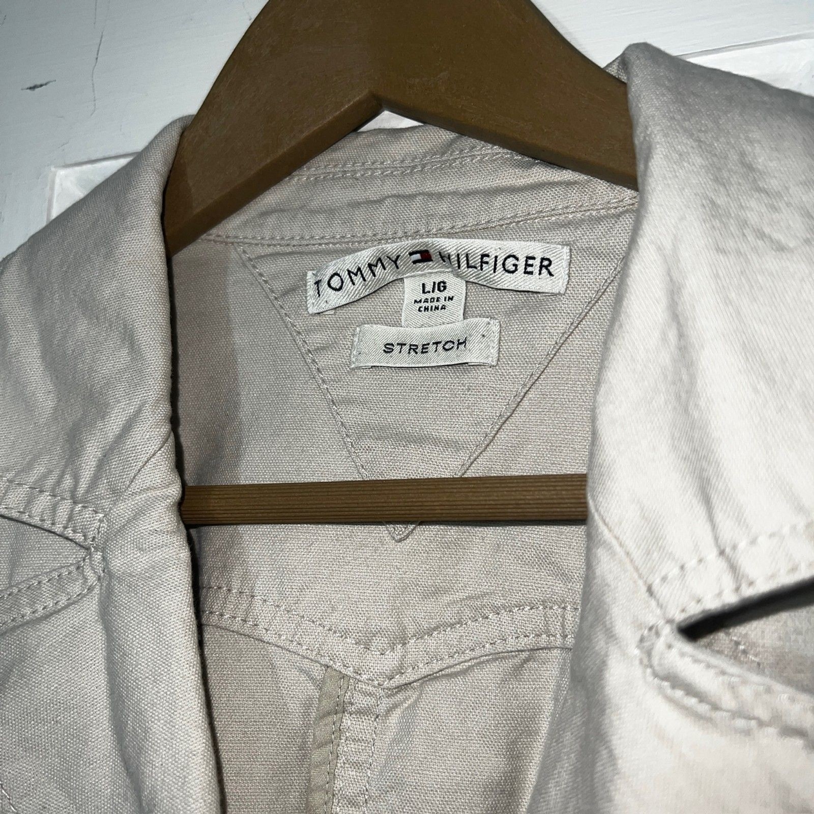 Tommy Hilfiger Stretch Tan Jacket/Blazer Womens Size L 98% Cotton 2% Spandex