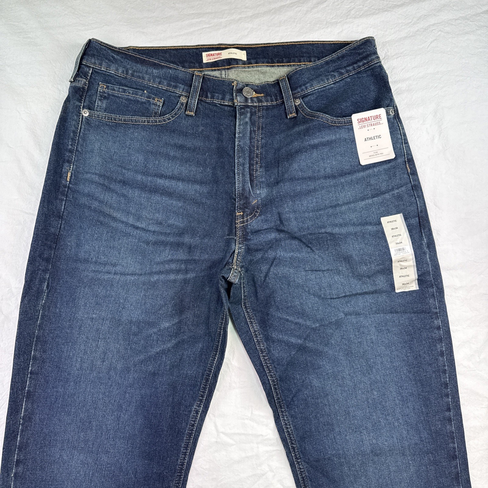 Signature Levi Strauss Mens Athletic Flex Jeans 36X32 Blue W36L32 New