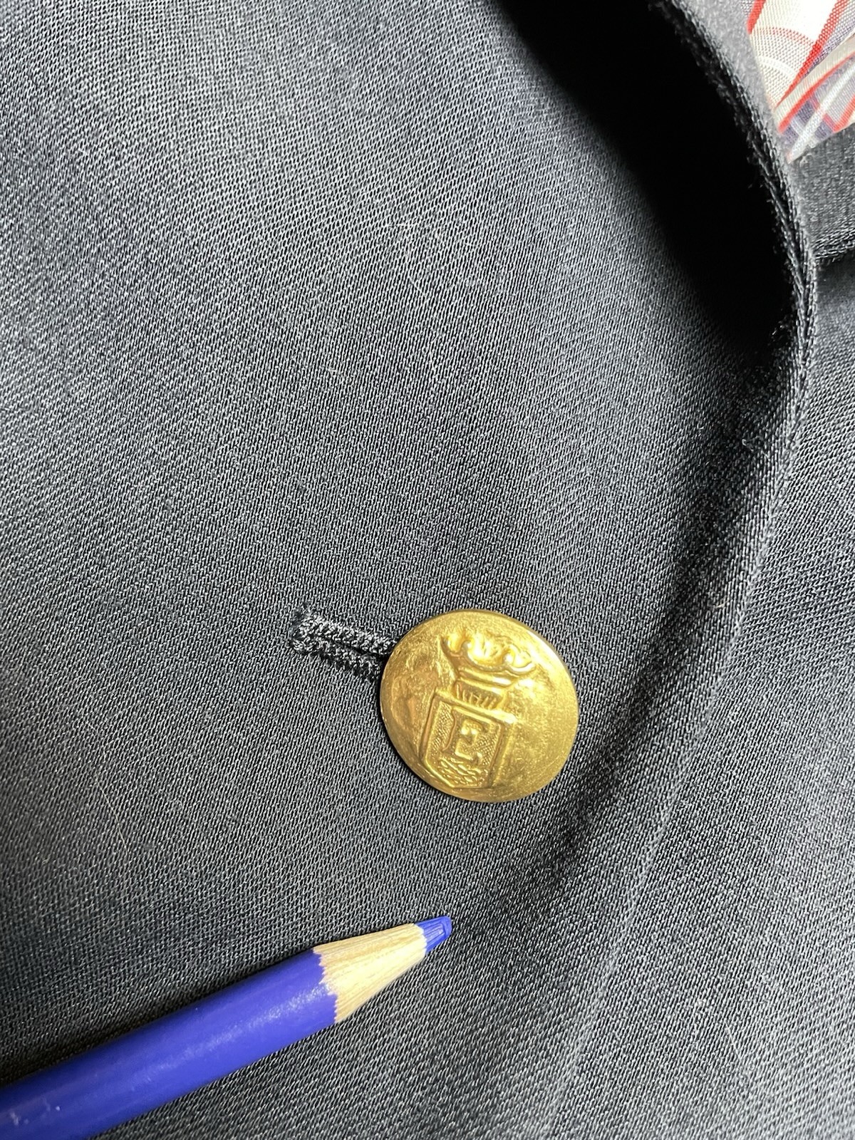 Escada Blazer 38 Fits 12 Italian Made Lightweight Wool Navy Gold Buttons Jacket