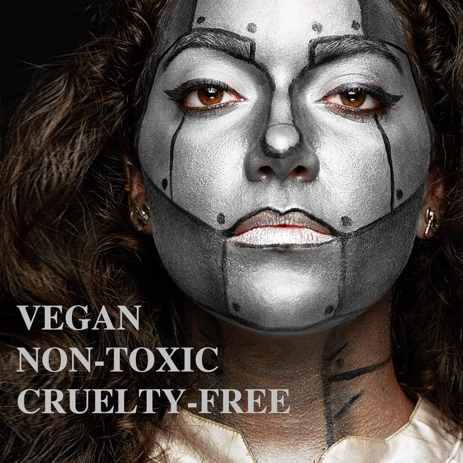 Complete Your Halloween Look with 1.06 Oz Silver Face Paint Stick – SFX Ready!